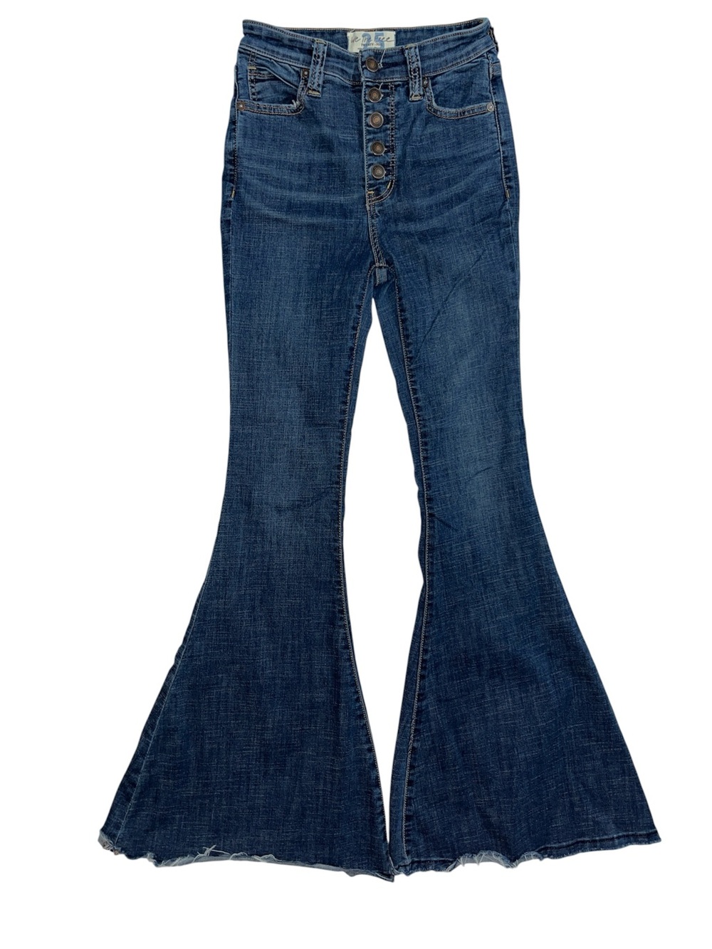 We The Free Extra Wide Flare Jeans Size 25 Button Fly Boho Festival Denim